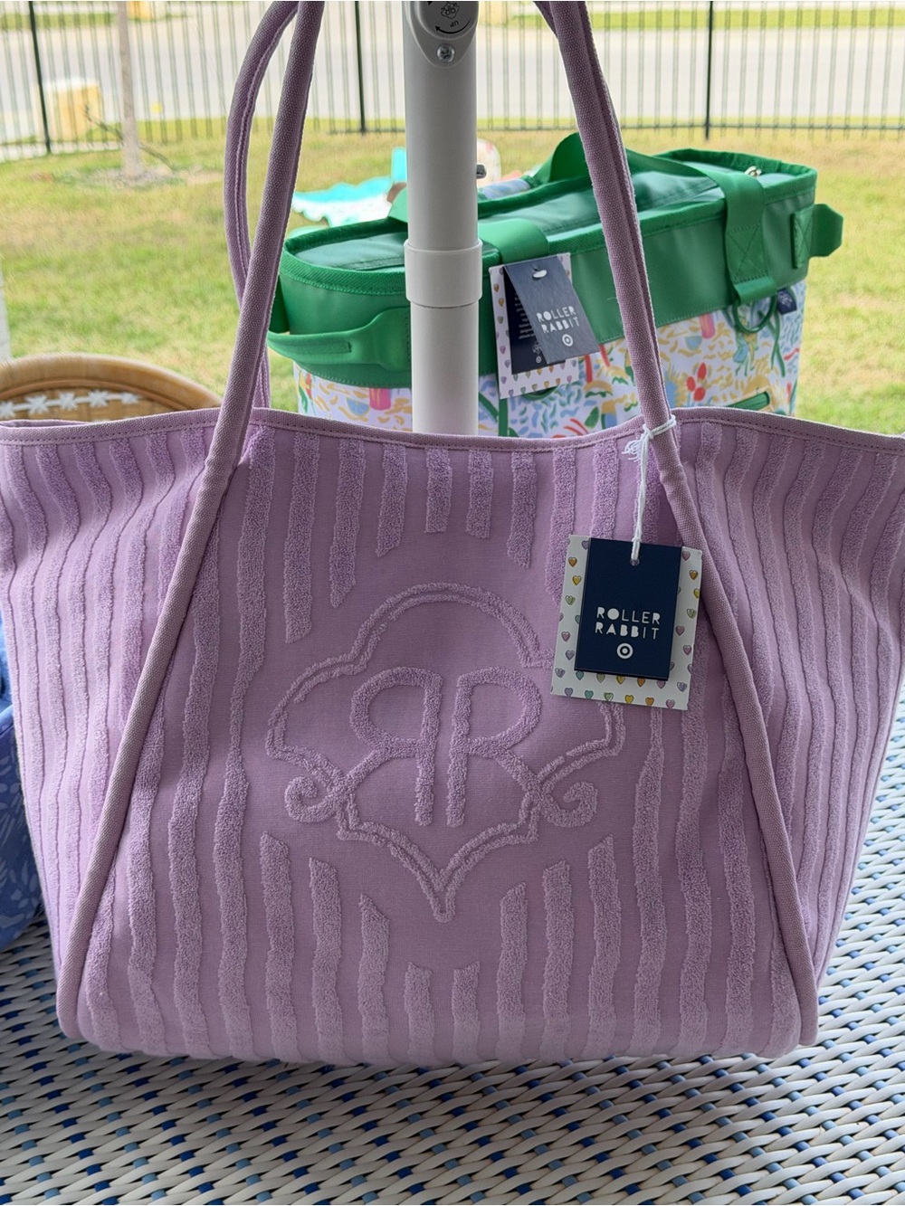 Roller Rabbit Lavender Tote with Embroidered Logo